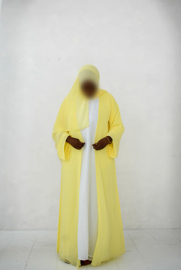 butter yellow abaya set