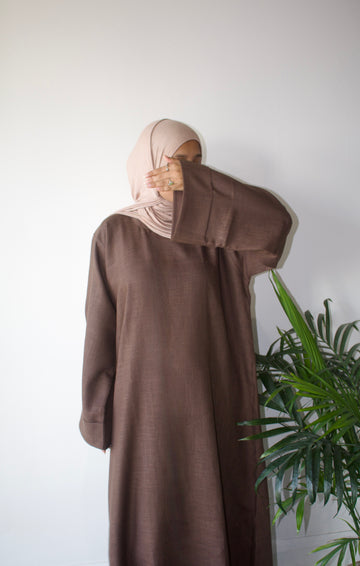 coffee oversized linen abaya