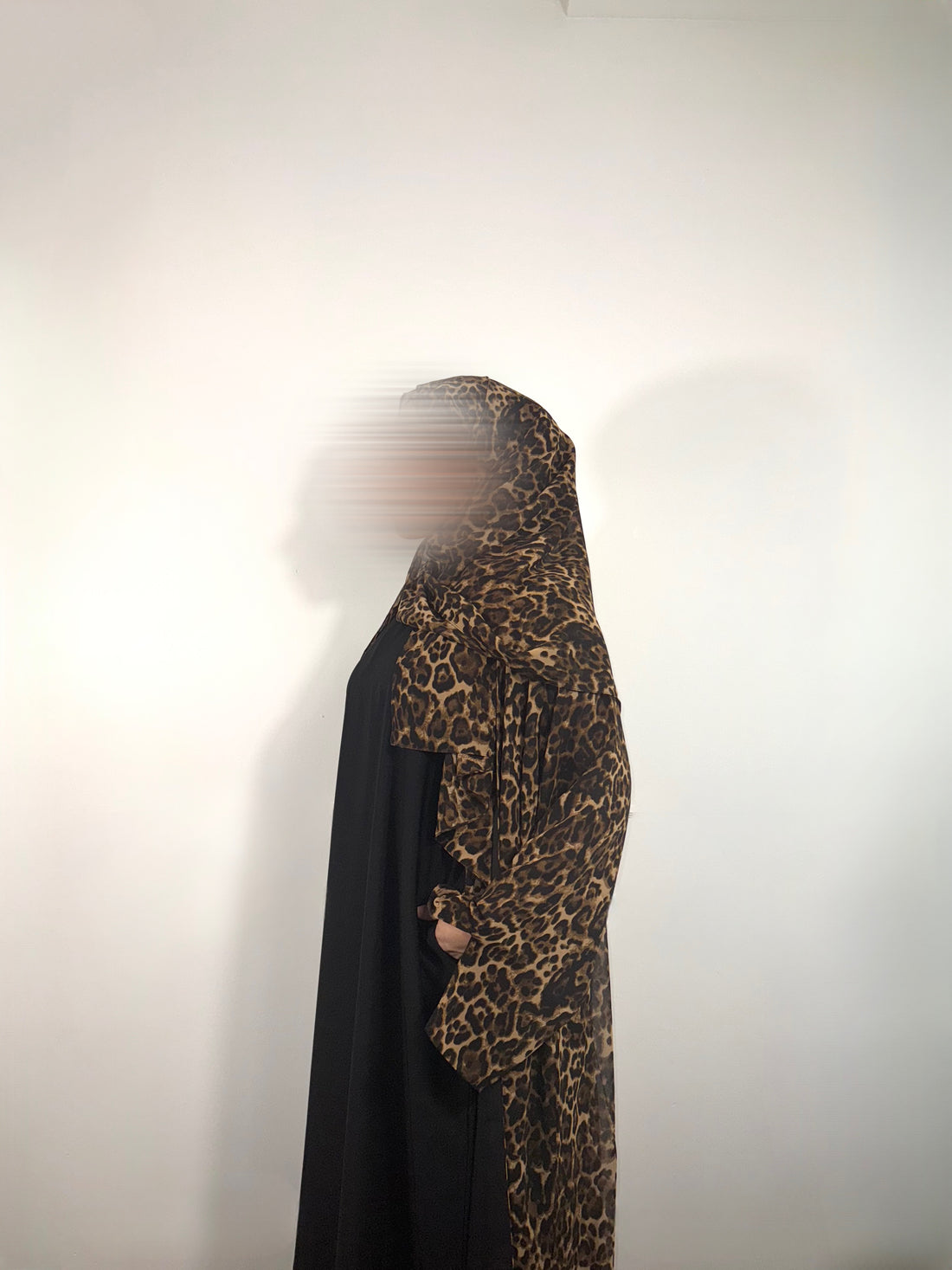 leopard open abaya set
