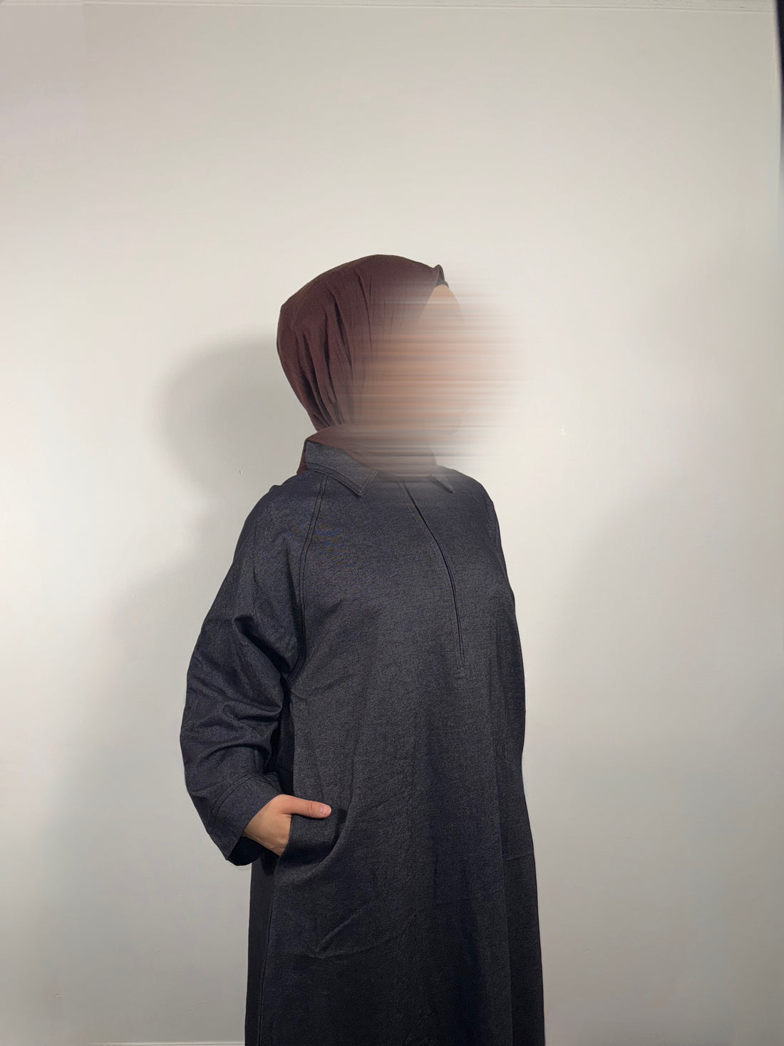 dark grey denim abaya