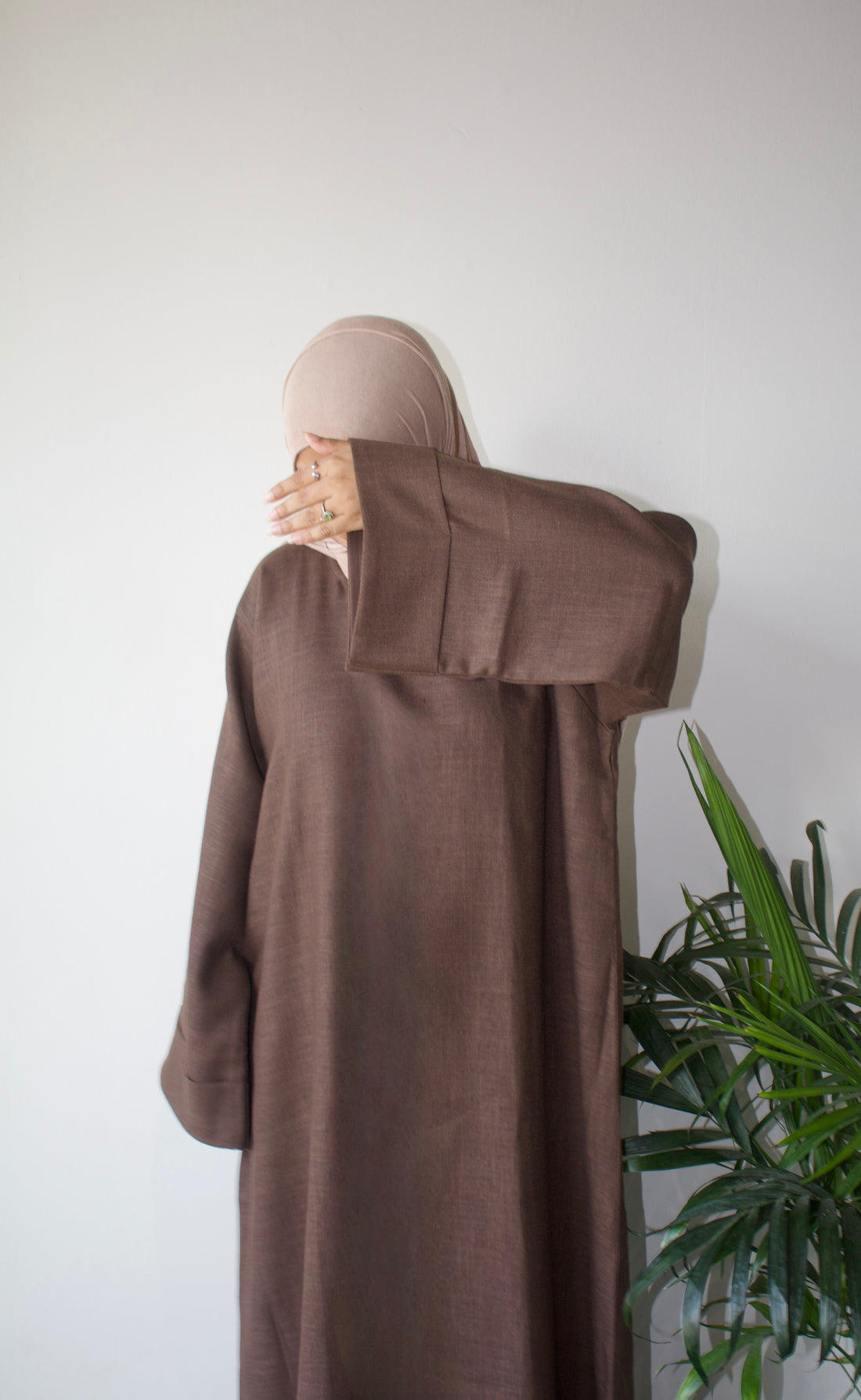 coffee oversized linen abaya
