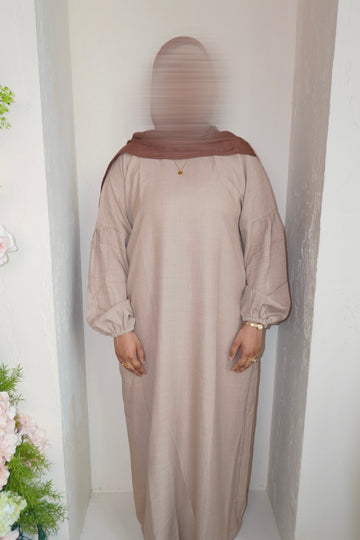sand linen closed abaya