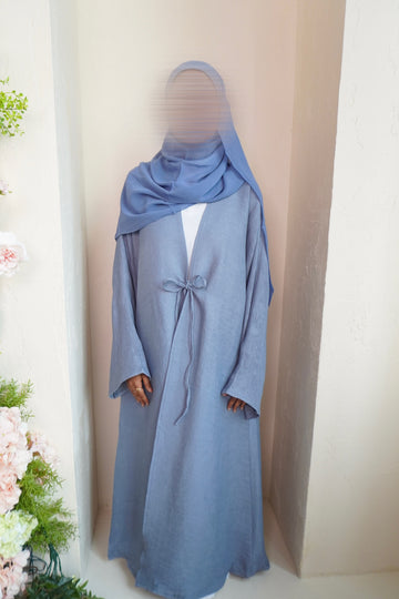 ocean blue pleated abaya set