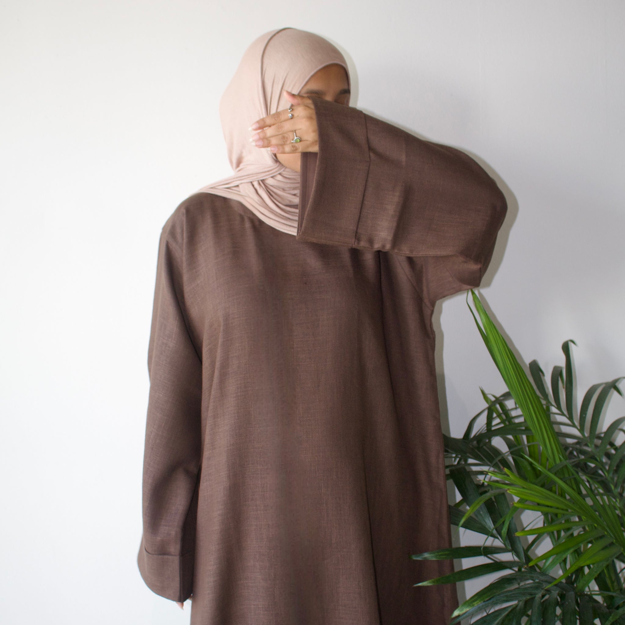 coffee oversized linen abaya