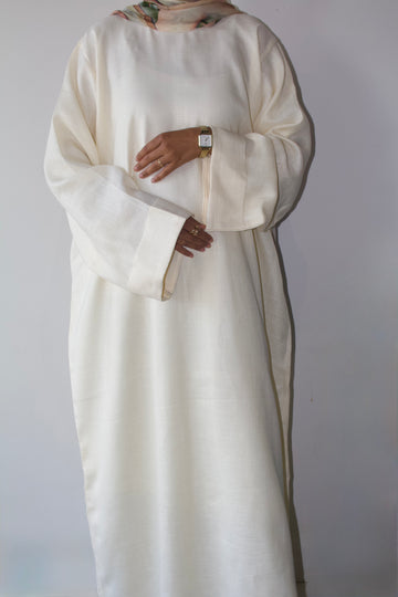 cream oversized linen abaya