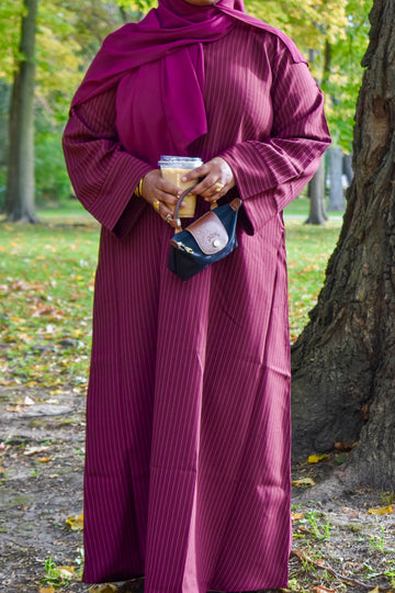 burgundy pinstripe