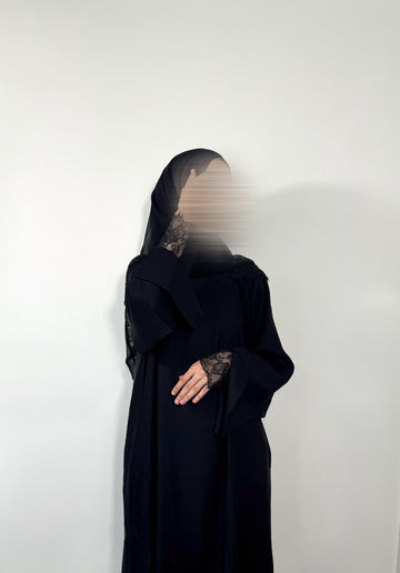 onyx lace closed abaya
