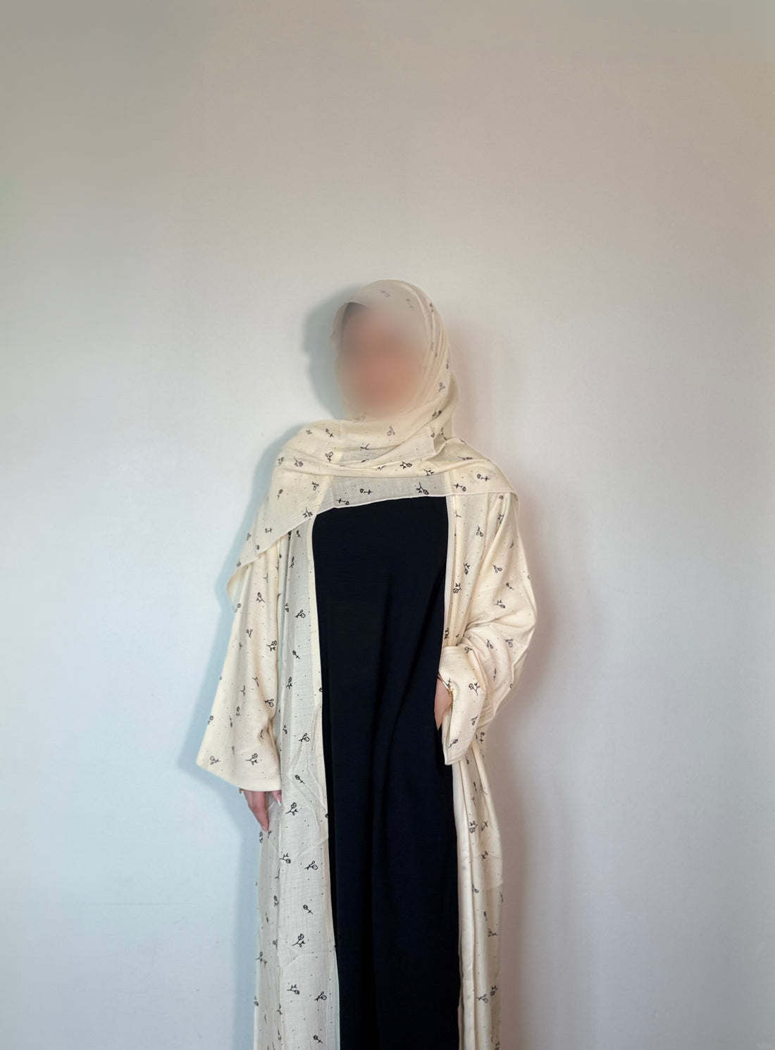 noir baby floral abaya set