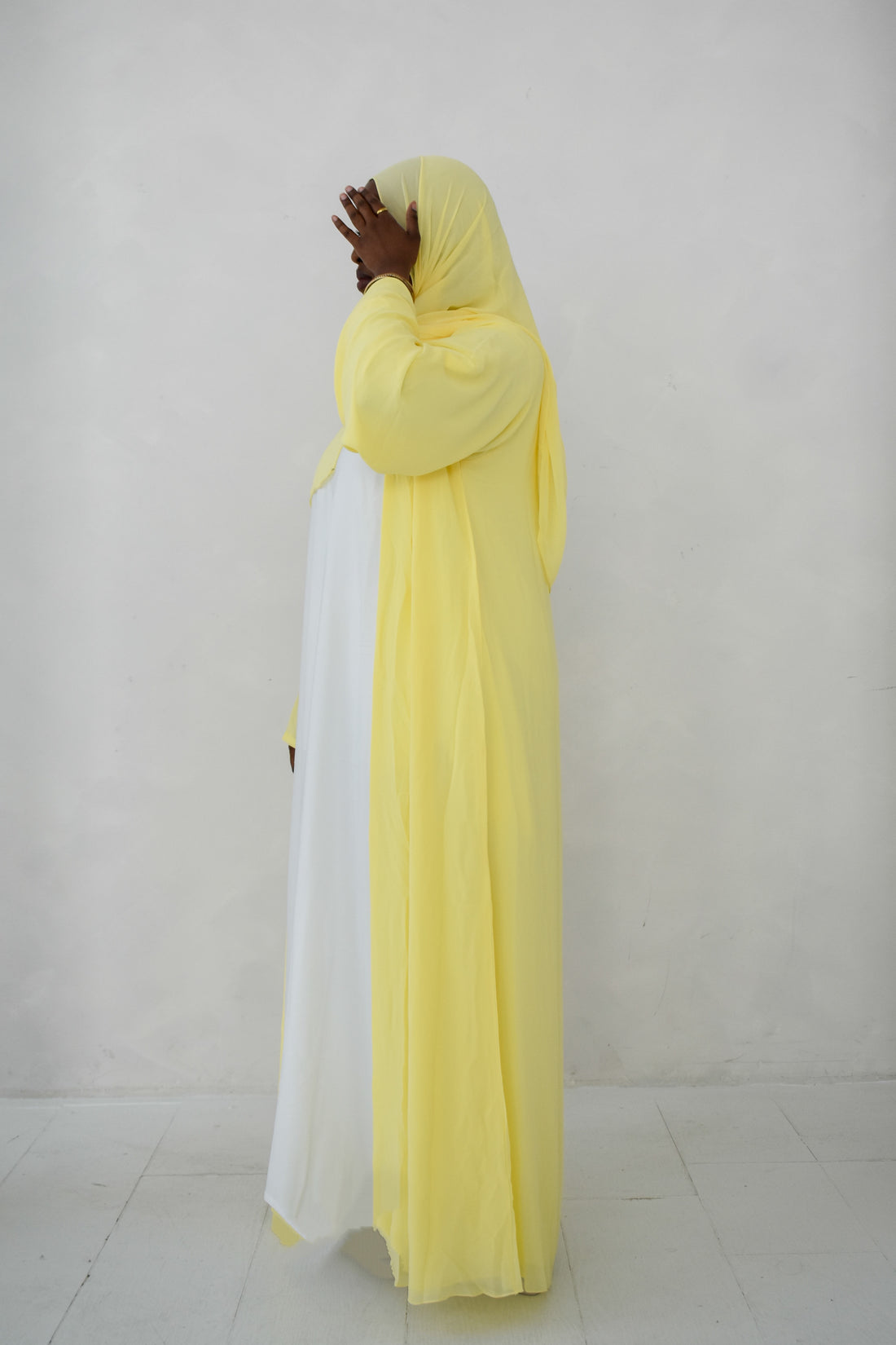 butter yellow abaya set